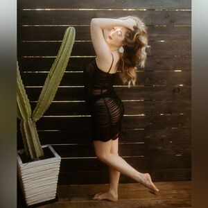 Foxblood mesh slip dress